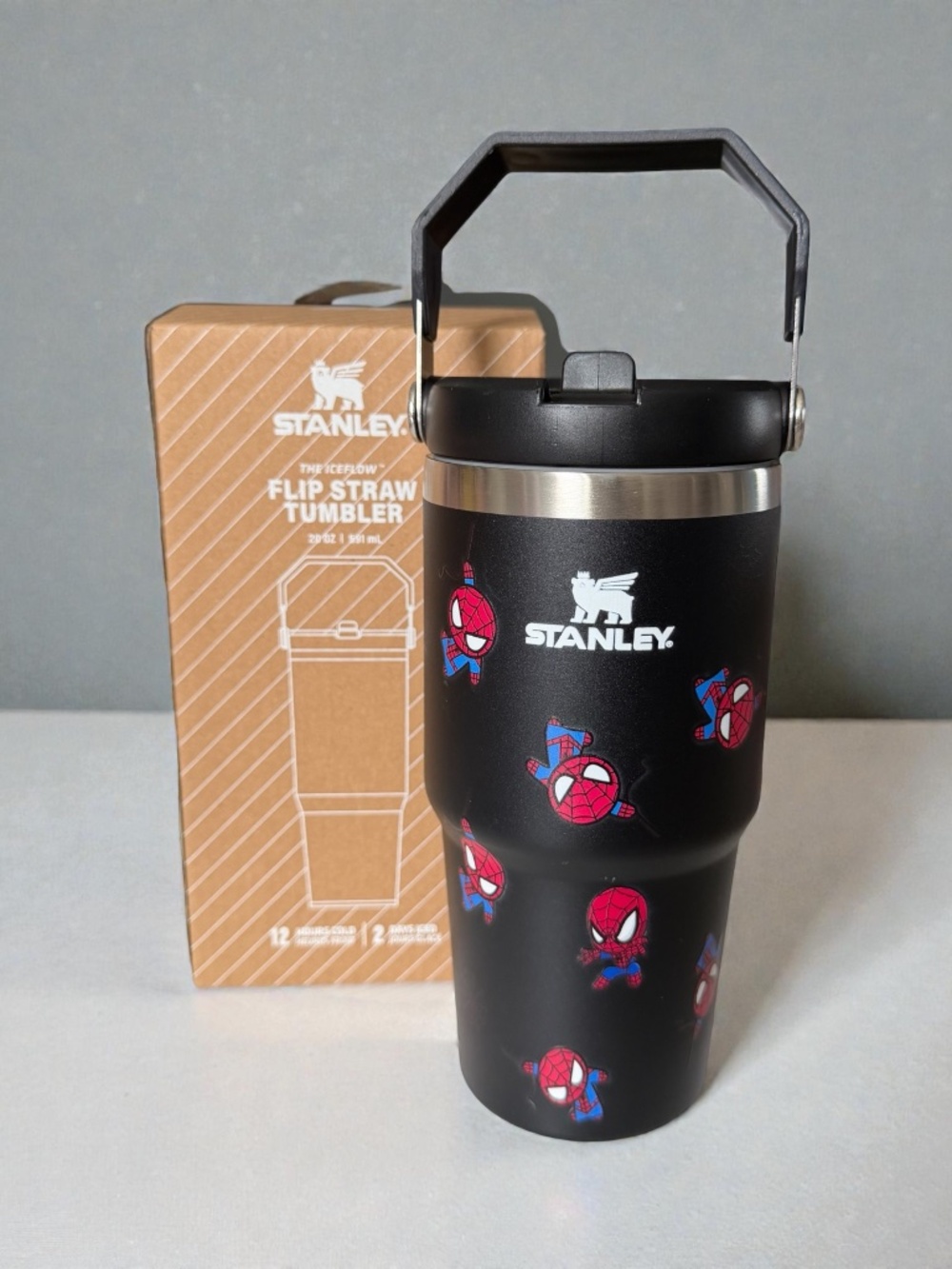 Black Spiderman Flipstraw 20 oz Stanley